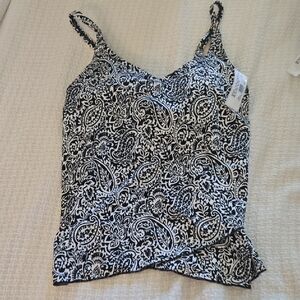 Elegant Black and White Paisley Bikini Swim Top